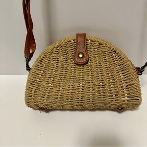 Tan Brown Crossbody Bag with Woven Texture